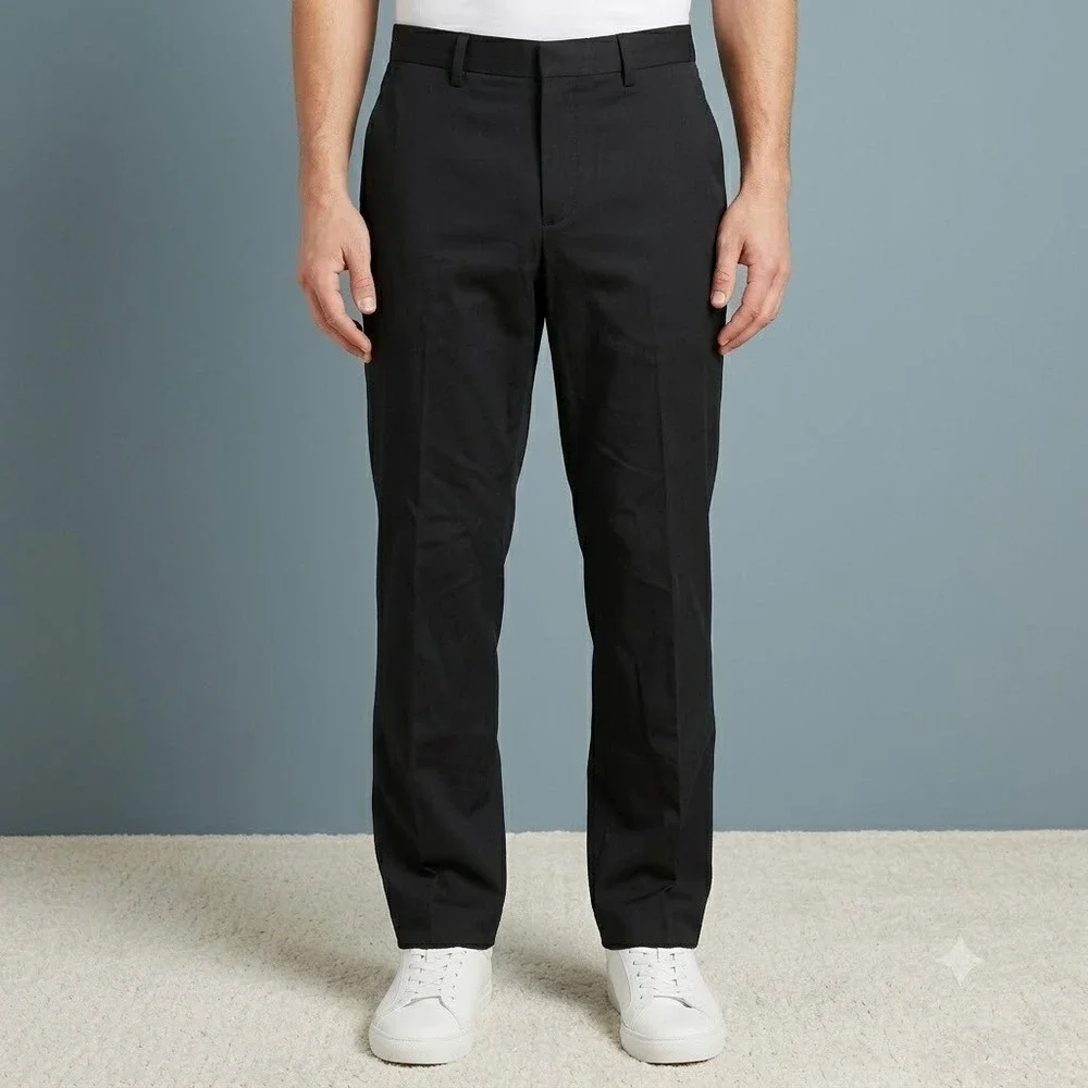 Banana Republic Dawson‎ Pants Mens 33x34 Black Cotton Flat Front